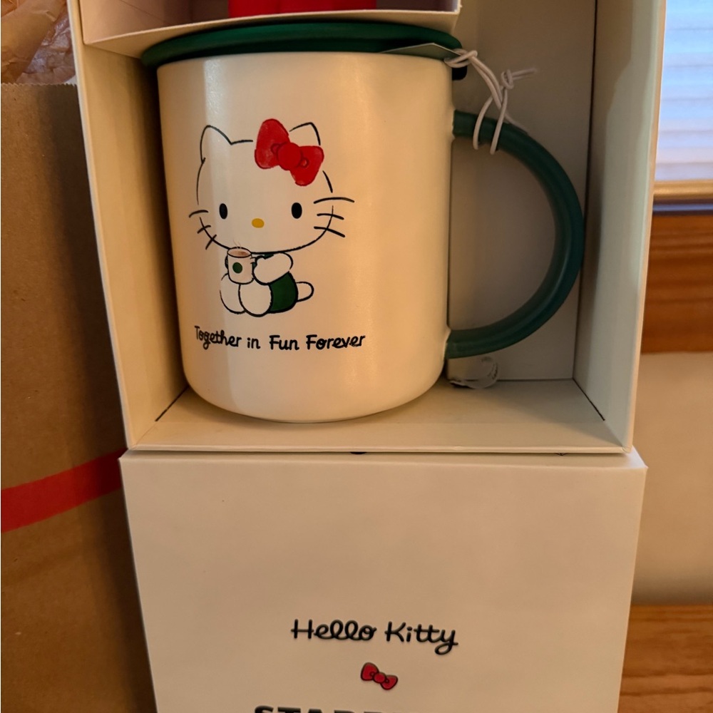 Starbucks Hello Kitty Mug with Red and Green Accents